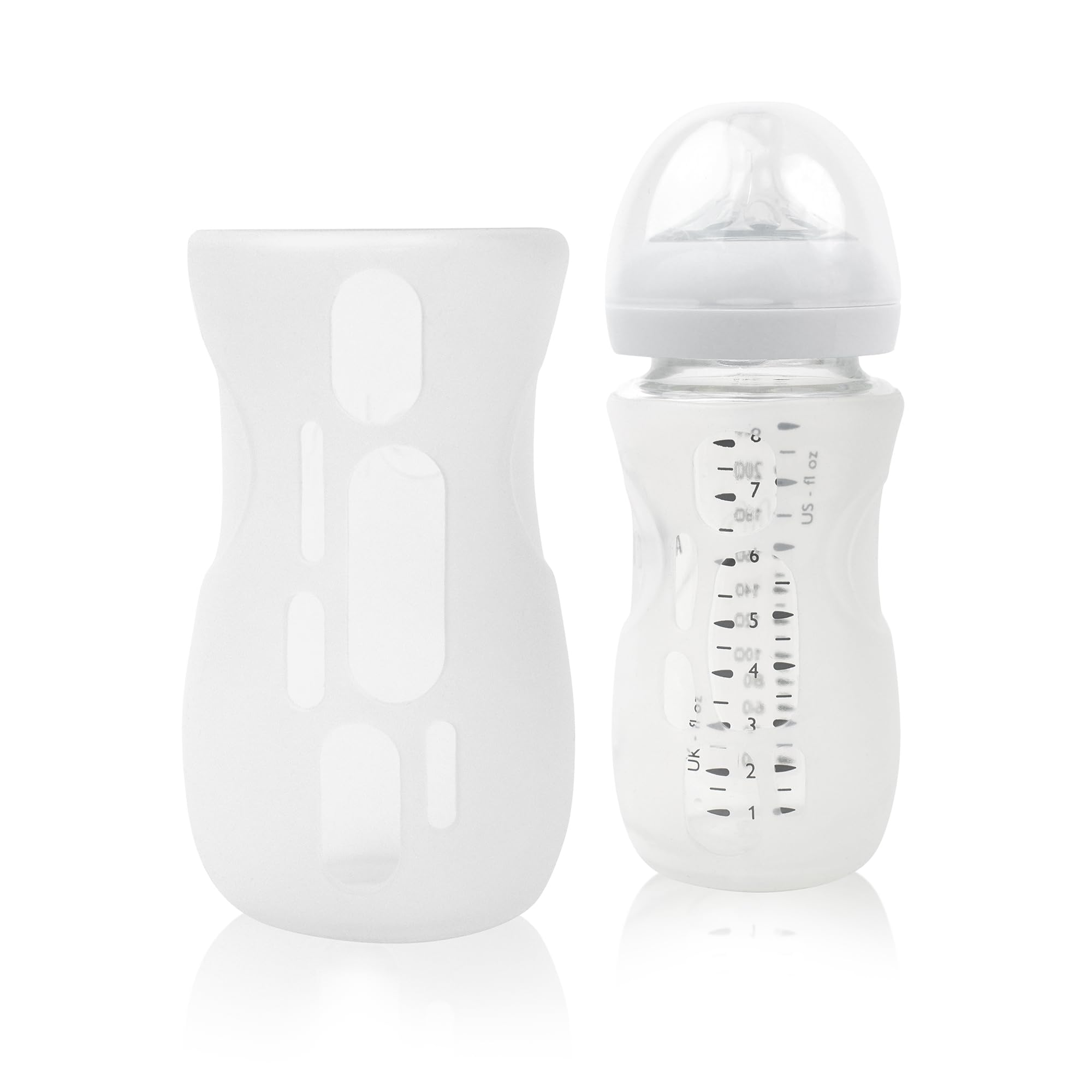 Olababy Silicone Sleeve for Avent Natural Glass Baby Bottles (8 oz, Translucent)