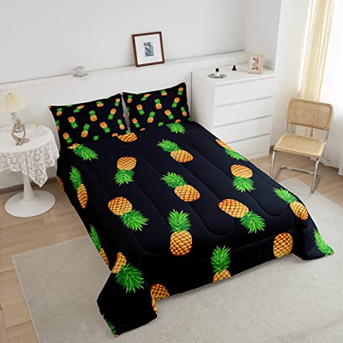Pineapple-Kids-Bedding-Set-Full-Size-Tropical-Fruit-Print-Fabric-Comforter-Set-for-Women-Men-Boys-Fresh-Pineapple-Soft-Lightweight-Comforter-Quilted-Bedroom-Decor-Comforter-Inner-Fill 51GvFECjbcL