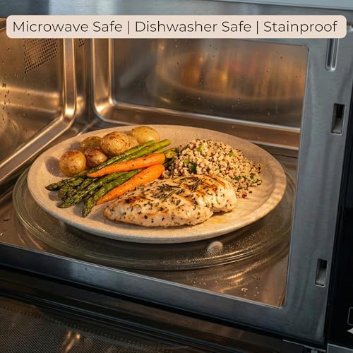 Image of Happy Cove Eco-Friendly Dinner Plate Set of 4, 10 Inch with Engraving Design | Biocomposite Rice Husk & Bamboo Fibre Serving Plates | Unbreakable, Microwave Safe, Oven Plate | Multicolour