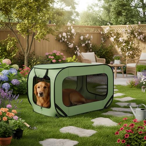 94*53*53cm Hundetransportbox Faltbar Pop-Up-Transportbox Hund Katze Stabile Transportbox Oxford Stoff Hundebox Auto Hundetasche Tragbarer Hunde Transportboxen für Katzen & Hunde bis 29.5 kg (Grün)