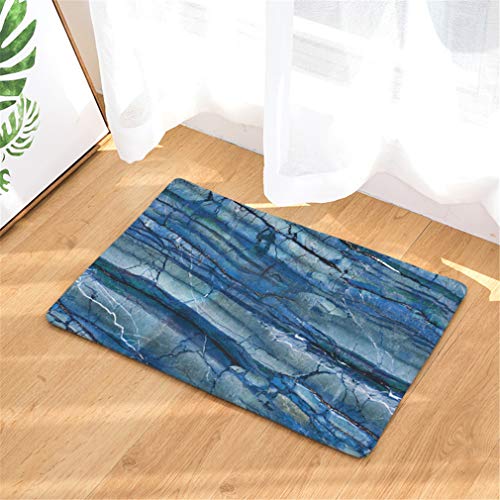 Nunubee Patrón de mármol Cian Franela Alfombrilla Alfombrillas Baño Absorción de Agua Alfombra Antideslizante Alfombra 16x24pulgadas - No.7