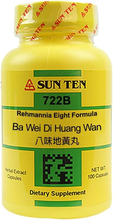 Sun TenRehmannia Eight Formula, 722B 100 Capsules, Ba Wei Di Huang Wan