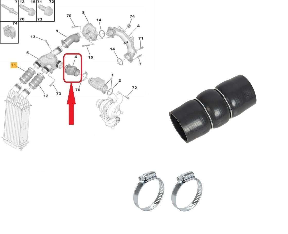 GuusCar Charge Air Hose Turbo hose For Citroen Berlingo C3 C4 For Peugeot 208 308 Partner 1.6 HDI 0382.PJ