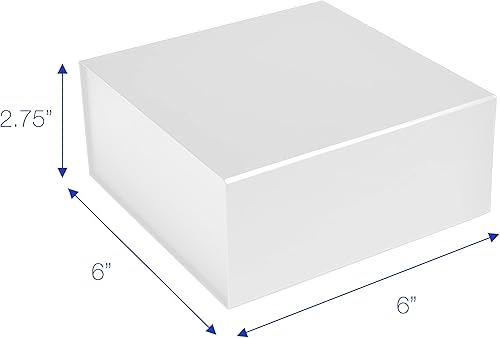 Miniatura 3 de CECOBOX Caja de regalo de 6 x 6 x 2.75 pulgadas, caja magnética plegable mate blanca con tapa para regalo, embalaje, dama de honor, cumpleaños,