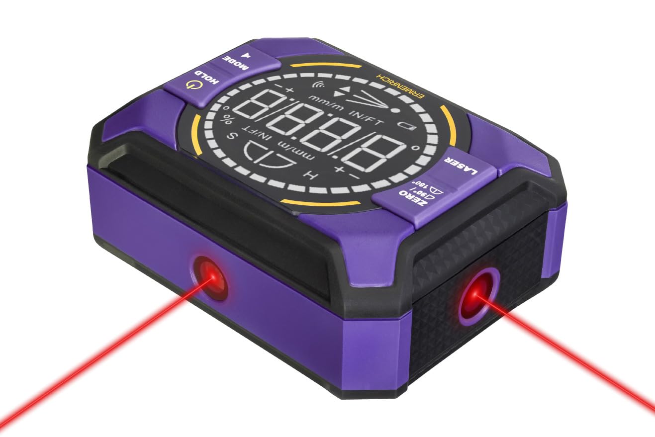 Verk LQ50 Livella Digitale con Laser Integrato Display LCD Precisione ±0.1° Compatta Leggera Spegnimento Automatico Batteria Li Ion Pulsante Hold per Edilizia e Fai da Te