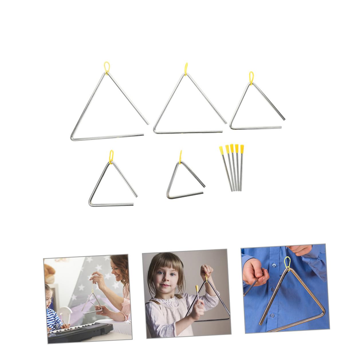 Campana Triangular de Metal para Niños, 5 Juegos de Hierro