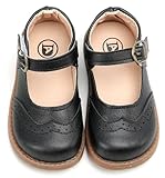 DADAWEN Girl's Classic Mary Jane School Uniform Shoes Flat Dress Shoes Black US Size 11 M Little Kid