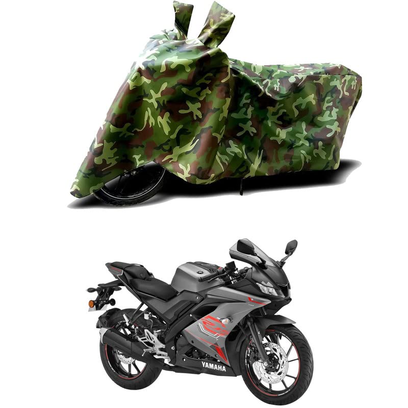 Image of 100% Water Resistant Full Bike Scooty Two Wheeler Body Cover Compatible For Yamaha R15 V4 BS6 /UV-Rays /Heat Protection /Birds Dropping /Scratchproof /Dust proof /Waterproof /All Varient[Green MJ]