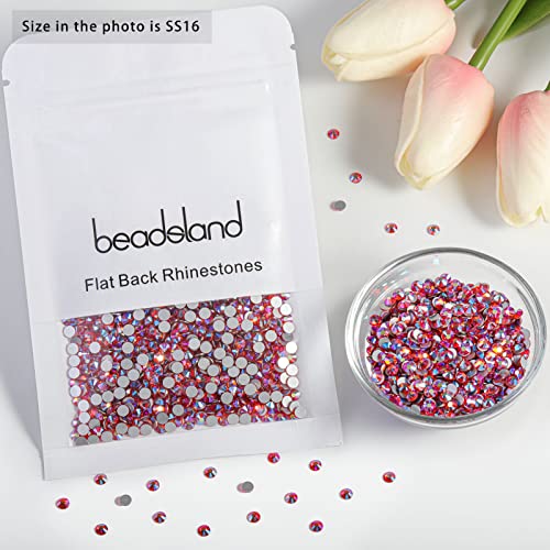 Image of Beadsland Flat Back Crystal Rhinestones Round Gems for Nail Art and Craft Glue Fix, Hyacinth AB, 3.8-4.0mm, SS16 /1440pcs
