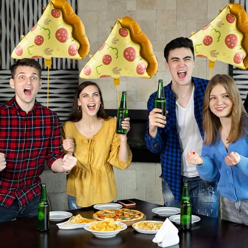 Image of 3pcs Pizza Balloons, 23 inch Sausage Pizza Slices Foil Balloon for Pizza Birthday Party Supplies Baby Shower Funny Party Decoration