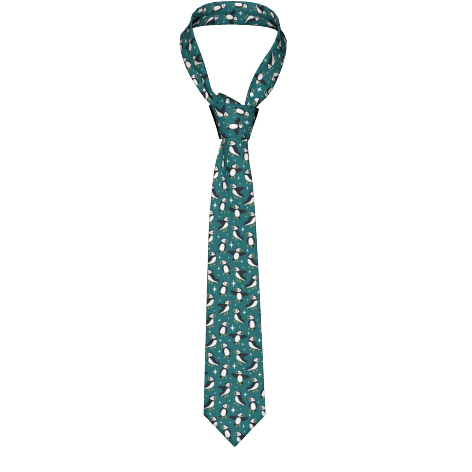 Oudrspo Mens Ties Cute Puffins Bird Men'S Neckties Novelty Skinny Tie For Business Party Wedding Suit