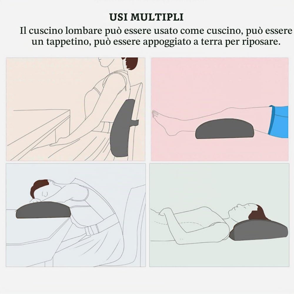 Cuscino Lombare Memory Foam Sostegno Lombare Cuscini, Sostegno Ergonomico per la Schiena, per la Casa, Ufficio, Auto