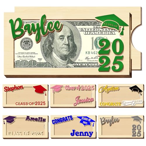 Graduation Gifts Personalized Graduation Money Holder Custom Name Wooden Graduation Card Box Cash Holder Customized Class of 2025 Senior Money Gift for Graduates Him Her