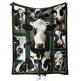 MUNOOR 3D Milchkuh Kuscheldecken 70x100 cm Weich Flanelldecke Wohndecke Geschenke für Kinder Erwachsene, Decke 3D mit Motiv Tier Kuh Sofadecke Couchdecke Tagesdecke