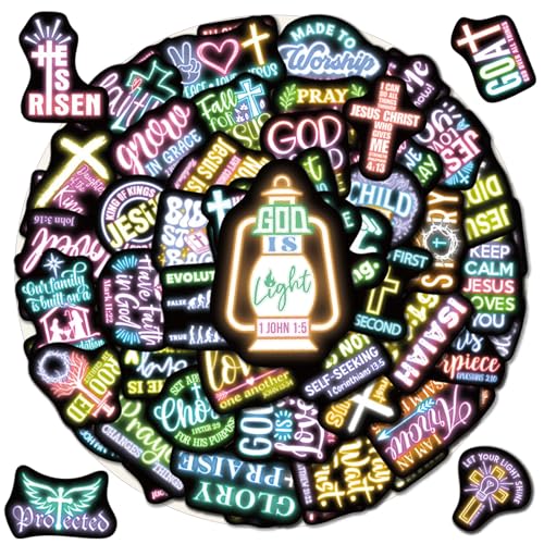 70 Pcs Neon Christian Bible Kids Stickers, Jesus Christ Faith