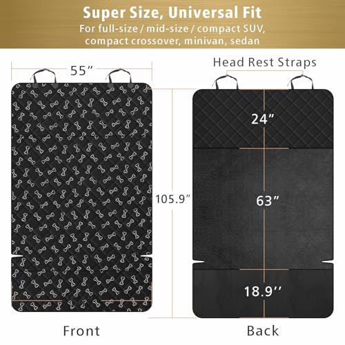 F-color SUV Cargo Liner for Dogs, Water Resistant Pet Cargo Cover Dog Seat Cover Mat for SUVs Sedans Vans with Bumper Flap Protector, Non-Slip, Large Size Universal Fit, Bone