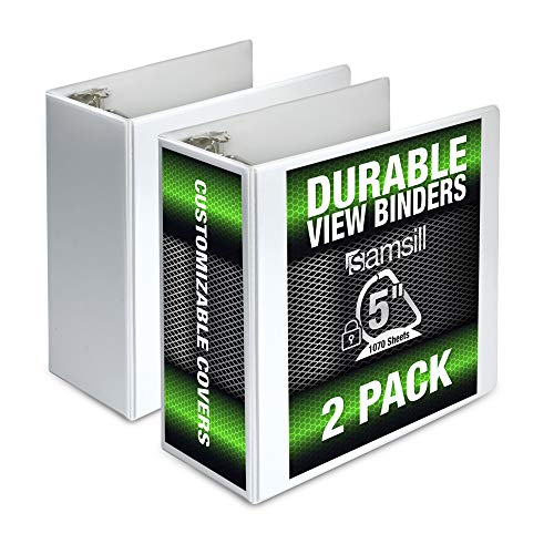 Samsill Durable 5 inch 3 Ring Binder, Locking D Ring 100%...