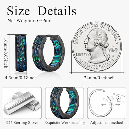 Viking Earrings for Men Women Sterling Silver Black Blue Celtic Hoop Earring Sturdy Norse Mythology Hypoallergenic Jewelry Gifts2
