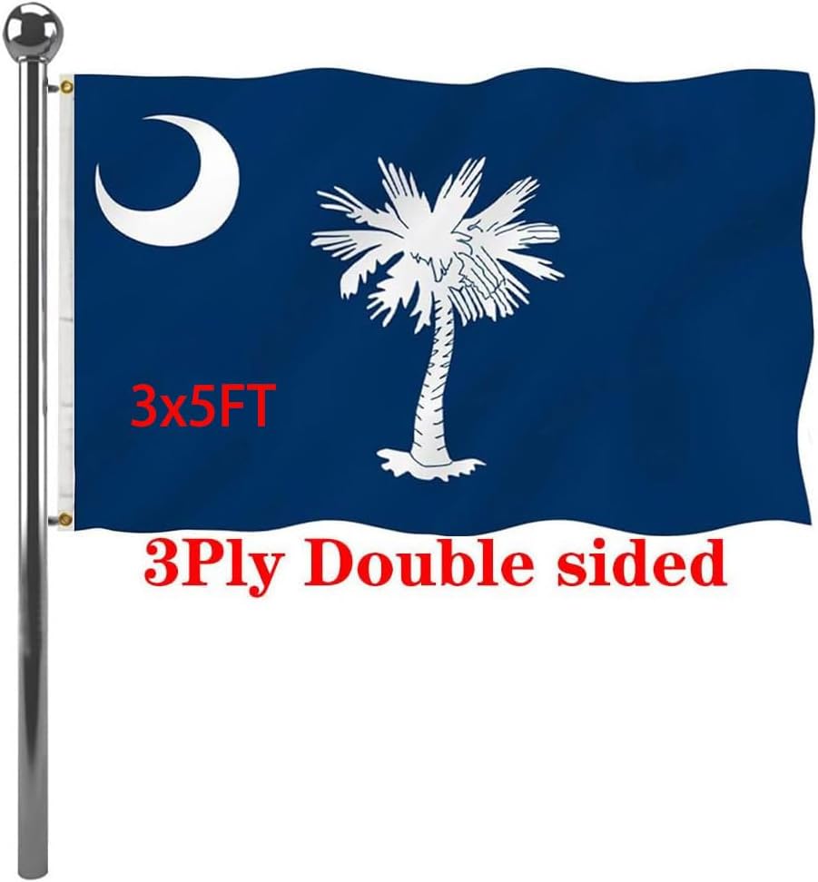 Jayus Double Sided South Canrolina Sates Flags 3x5 Outdoor- Vivid Colors 3Ply SC Canrolina Flags Banners- Heavy Duty 100% Polyester with 2 Brass Grommets