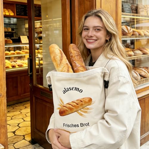 alasemo Wiederverwendbare Brotbeutel Bienenwachs mit Standboden 2 Stück Brotsack zum frischhalten Mehrere Dichtungen Reißverschluss Klickverschluss Brotaufbewahrung 2 Größen L 35×25cm & S 31,5×21cm