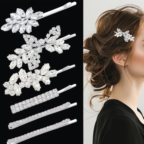 Pinzas para cabello nupcial con cristales 6 piezas miniatura 1
