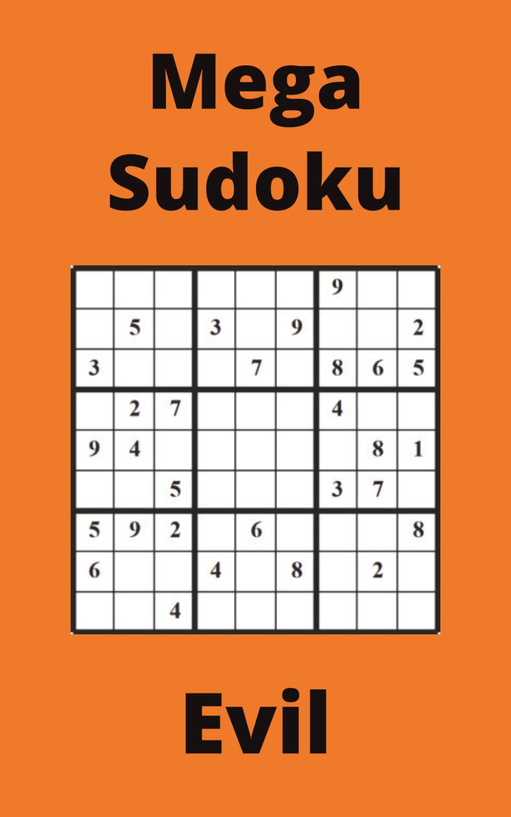 Orange Mega Sudoku Book, 9x9 Puzzles, 50 Pages, 5x8, Evil
