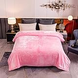 DBOZE Fleece Blanket King Size, Heavy Korean Mink Blanket 85 X 95 Inches- 10-12l bs, 2 Ply, Soft and Warm, Thick Plush Solid Mink Blanket, Great for All Seasonal use. (Powerful Pink)