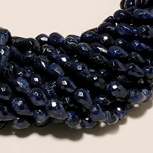LKBEADS 18 inch blue sapphire faceted drops 5x7mm to 8x12mm 1 strand beads