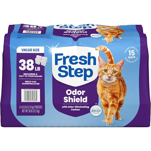 Fresh Step Clumping Cat Litter Multi-Cat Extra Strength Formula With Febreze Freshness Multi Cat Litter With Ammonia Block Technology 38 lbs. (4 x 9.5 lb. Bag)