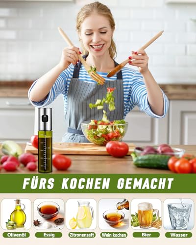 MRUN BONE MRUN BONE Ölsprüher für Speiseöl, UV- Schutz Sprühflasche Öl, Glas Öl Zerstäuber Küche Ölsprühflasche Heißluftfritteuse,Oil Sprayer mit Skala & Trichter, Ölspray für ÖI & Essig 100% BPA frei - Designansicht 6 | Tages Deals