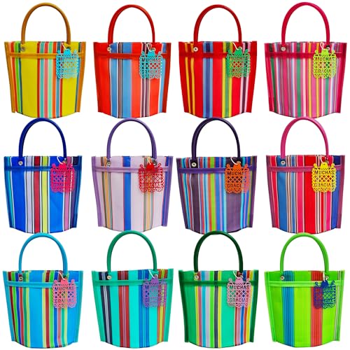 12 Mini Mercado Bags For Fiesta Mexicana Party Favor Treat Goodie Candy Goody Gift - Mexican Mesh Market Tote Bag - Bolsas Bolsitas Para Dulces - Dulceros Morrales Morralitos Mexicanos - Mercadito Bag