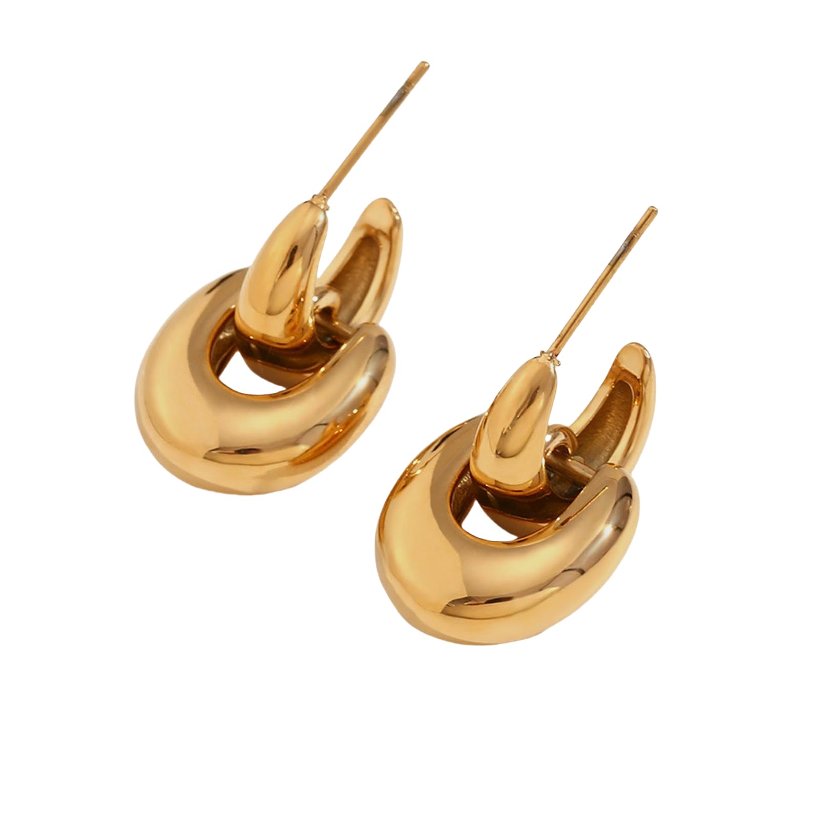 Orecchini Geometrici in Acciaio Inossidabile Placcato Oro 18 carati per Donna Orecchini a Bottone minimalisti di Forma Irregolare, Regalo per lei