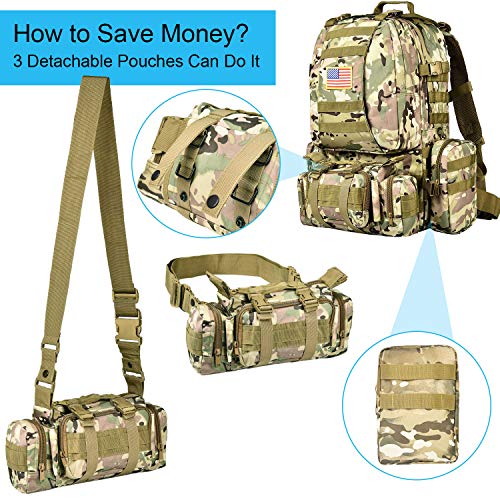Cvlife Tactical Backpack Military Army Rucksack 60L Large Assault Pack Detachable Molle Bag #TOP1