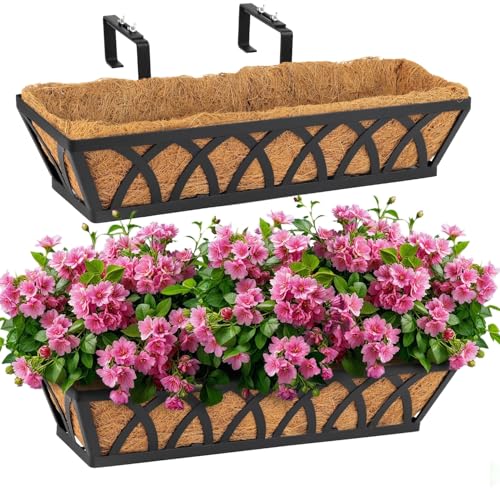 2 Pack 36IN Window Box Railing with Adjustable Brackets, Hanging