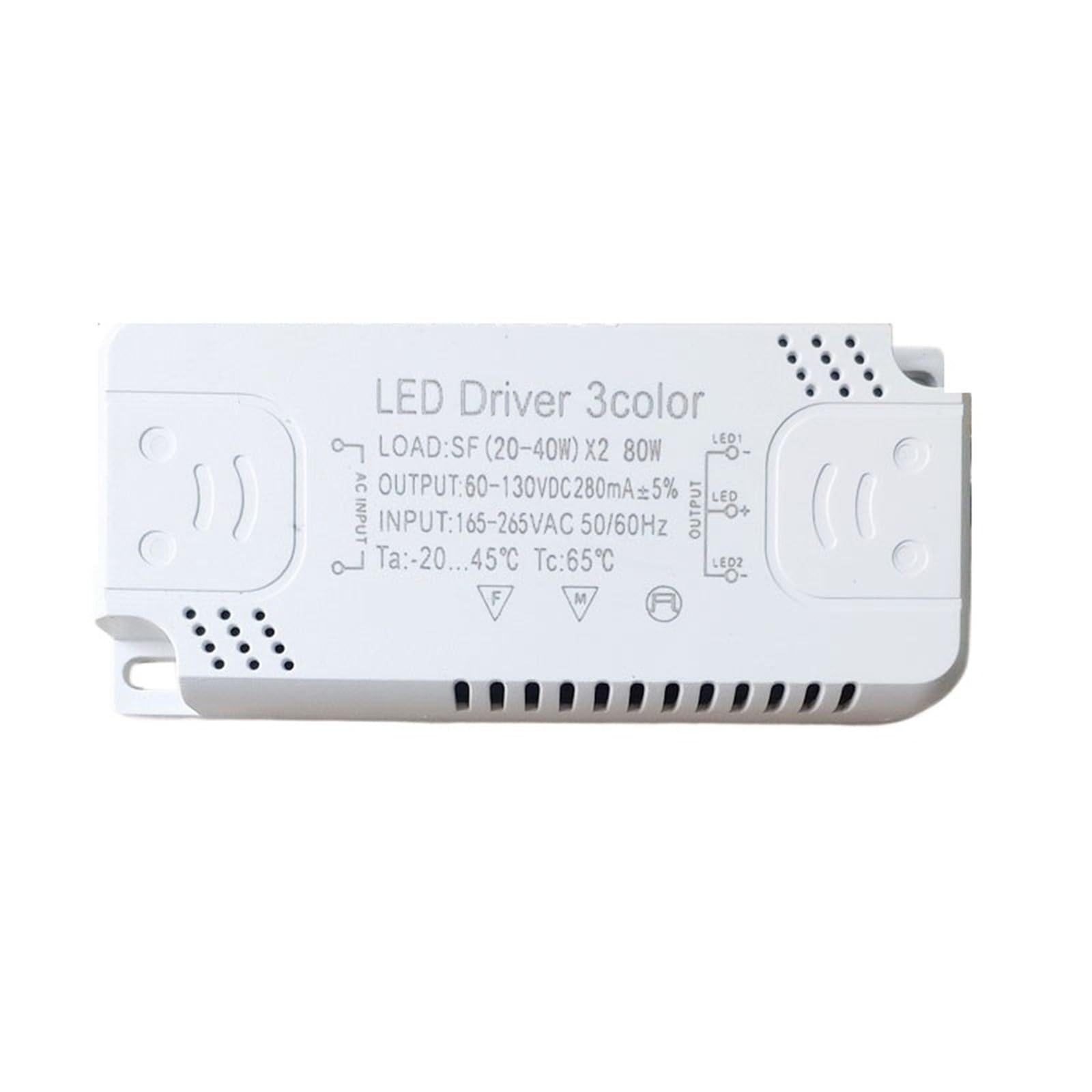 Sterownik LED 3 Kolorowy Adapter Do Oświetlenia AC Nieizolujący Transformator Zamiennika Sufitowego 12W-140W Wysoka Stabilność((20-40W))