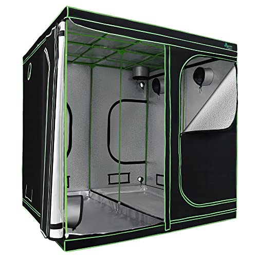 Greenfingers Grow Tent 200 x 200 x 200cm Hydroponics Growing System Indoor Greenhouse Hydroponic Indoor Plant Kits,600D Oxford Cloth Green Exterior and Steel Frame with Highly Reflective Inside
