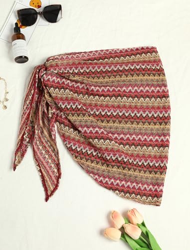Image of ZAFUL Women Beach Sarong Bathing Suit Wrap Skirt Textured Bikini Swimsuit Cover Ups for Swimwear