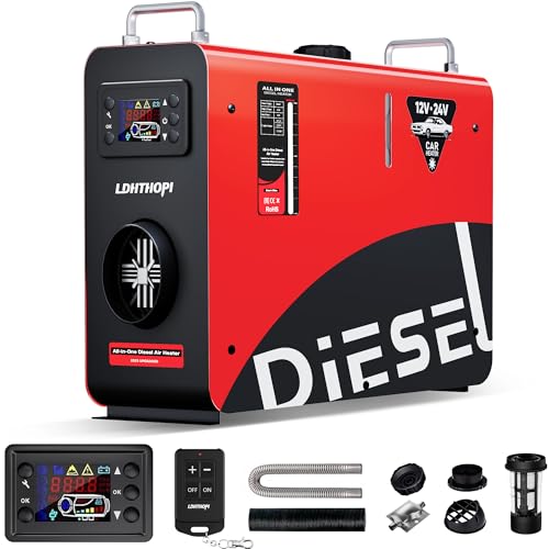 LDHTHOPI Diesel Heater 8KW, 12V/24V All-in-One 4L Portable Diesel Air Heater with LCD Screen &...