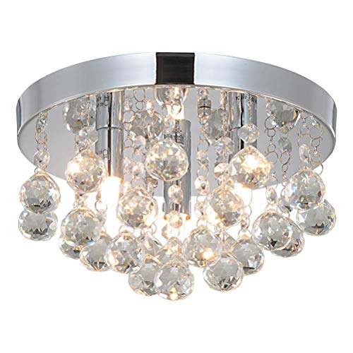 Lustre en cristal argent 25x25cm moderne pour chevet et chambre chic