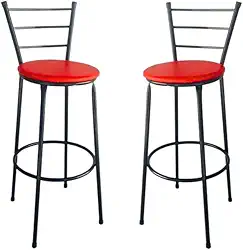 Kit 2 Banquetas Altas Bistrô para Bancada Cozinha Americana e Bar com Encosto – Banco Alto para Balcão (Vermelho)
