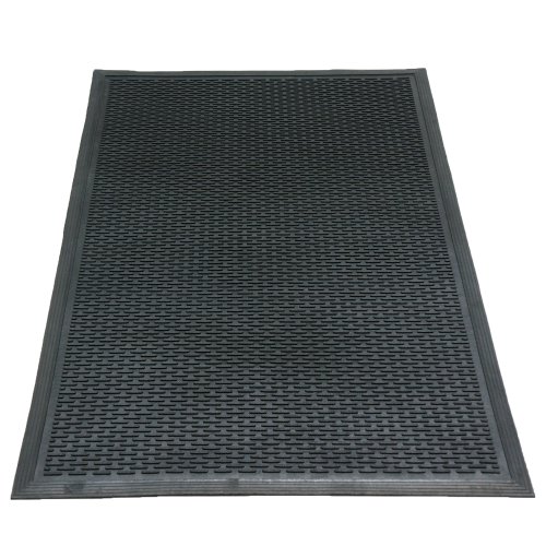 Rubber-Cal 03-239-LI DuraScraper Linear Commercial Rubber Entrance Door Mat, 3/8" Thick x 36" x 60", Blac