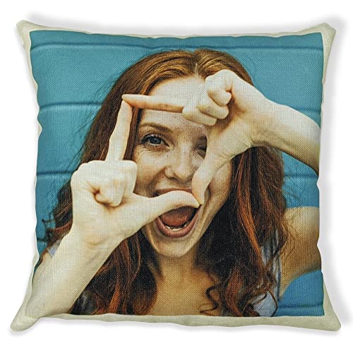 LolaPix Cojín Personalizado con Foto. Cojines Personalizados. Impresion por 1 Cara. 40 x 40 cm. Textura Tipo Lino. Cremallera Invisible. Regalos Originales. San Valentin, Padre, Madre. 1 Cara