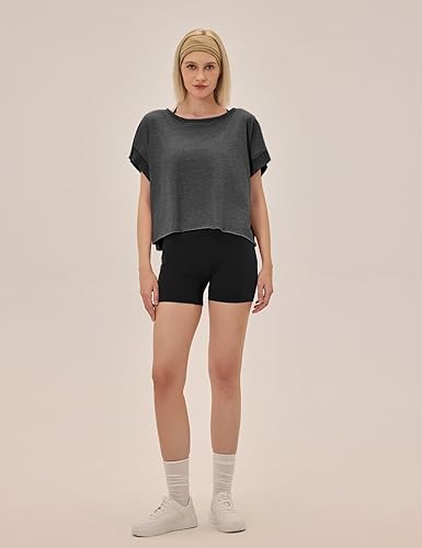 Miniatura 3 de UNIANKIYA - Camiseta de entrenamiento de espalda abierta para mujer, ajuste holgado, camiseta de manga corta, para gimnasio, correr, yoga