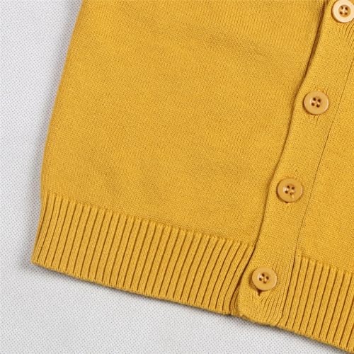 Image of HAOLUKI Baby Boys Girls Button Closure Cardigan Toddler Cotton Knit Sweater Solid Color V-Neck Cardigan School Uniforms