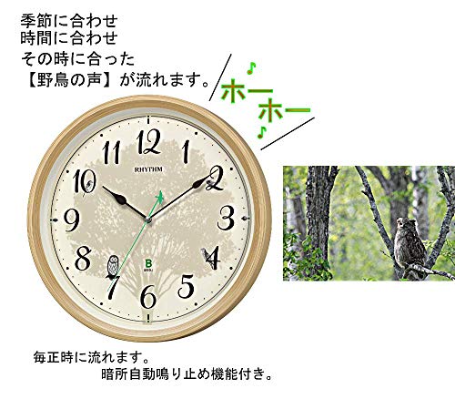 リズム(RHYTHM) 掛け時計 電波時計 アナログ 連続秒針 野鳥の声