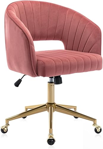 Miniatura 1 de Eifizek Silla de escritorio de oficina de terciopelo, moderna silla de escritorio ajustable para el hogar con ruedas, silla giratoria para