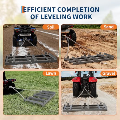 Drag Harrow Driveway Grader, 4 ft Heavy Duty Power Rake, Level Your Yard, Attach to ATVs UTVs Trucks Mowers or Tractors, for Gravel, Sand, Soil, Hay by WildVenture - Used condition - Image 7