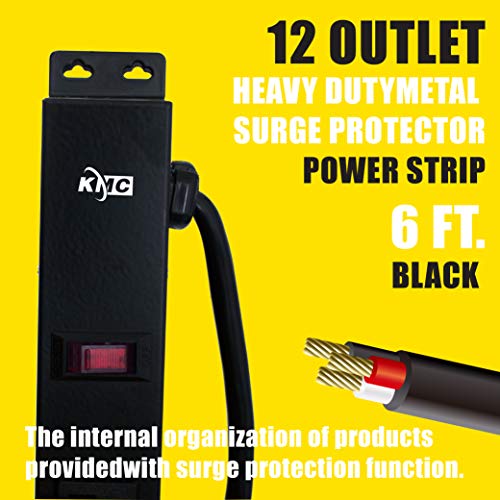 image for KMC 12 Outlet Heavy Duty Metal Surge Protector Power Strip with 6-Foot