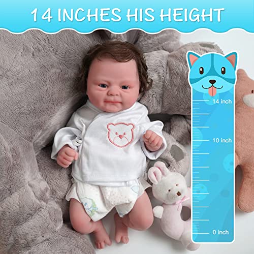 Miaio Reborn Baby Dolls, 14-Inch Boy Lifelike Reborn Baby Dolls Full Body Silicone Real Hand-Crafted -Newborn Baby Doll Real Life Baby Dolls #TOP3