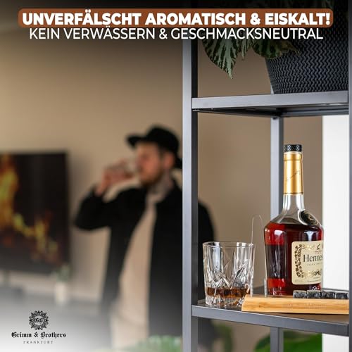 Whiskey Steine Set- 6 Premium Steine- Graviertes Bambus Gestell- Kühlsteine- Whisky Geschenke für Männer- Wiederverwendbare Eiswürfel… – Ansicht 6